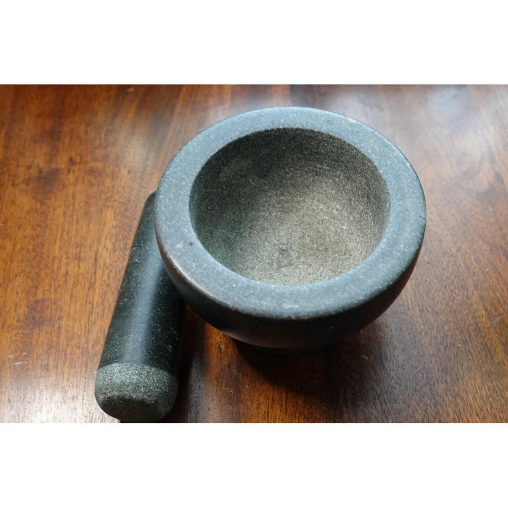 solid stone large‎ mortar and pestle set- kitchen herb crusher and spice grinder